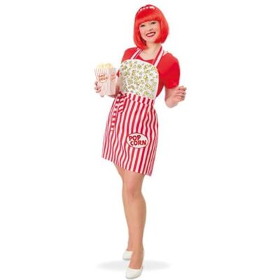 FRIES Schürze Popcorn rot weiß gestreift Kostüm Verkleidung Popcorn-Verkäuferin 50er Jahre Karneval Fasching Motto FRIES Schürze Popcorn rot weiß gestreift Kostüm Verkleidung Popcorn-Verkäuferin 50er Jahre Karneval Fasching Motto