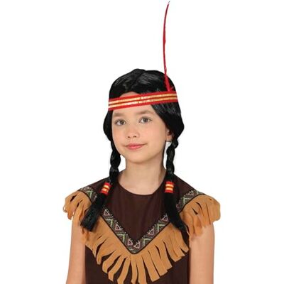 FIESTAS GUIRCA Indische Pferdeschwanz-Perücke für Kinder (Einheitsgröße), Unisex-Kostüm-Zubehör für Indianer-Themenpartys und Karneval, ideal für Jungen und Mädchen, Schwarz FIESTAS GUIRCA Indische Pferdeschwanz-Perücke für Kinder (Einheitsgröße), Unisex-Kostüm-Zubehör für Indianer-Themenpartys und Karneval, ideal für Jungen und Mädchen, Schwarz