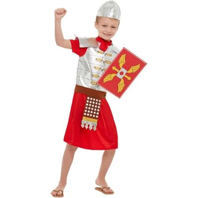 Smiffys Horrible Histories-Kostüm, römischer Junge, Rot und Silber, mit Tunika, Rüstung, Schild, Krawatte und Helm Smiffys Horrible Histories-Kostüm, römischer Junge, Rot und Silber, mit Tunika, Rüstung, Schild, Krawatte und Helm