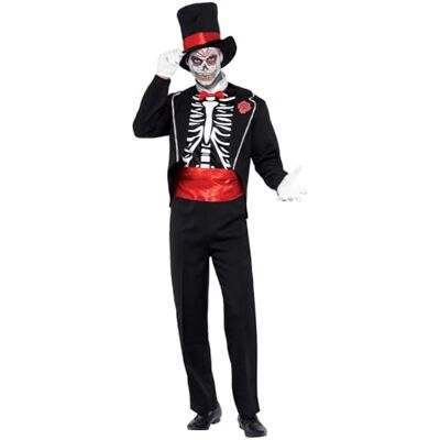 Smiffys Day of the Dead Costume, Black Halloween und Karneval Smiffys Day of the Dead Costume, Black Halloween und Karneval