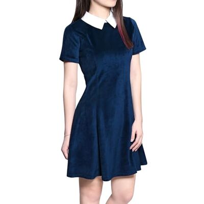 Allegra K Damen Halloween Kostüm Kurzarm A-Linie Bubikragen Kleid Knielang Party Kostüm Minikleid Blau S Allegra K Damen Halloween Kostüm Kurzarm A-Linie Bubikragen Kleid Knielang Party Kostüm Minikleid Blau S