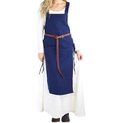 Leonardo Carbone ® Damen Überkleid Aleiga Verstellbare Bändel Breite Träger Karneval, Halloween, Cosplay, LARP, Wikinger, Mittelalter, Kleid, Kostüm 100% Baumwolle Blau L/XL Leonardo Carbone ® Damen Überkleid Aleiga Verstellbare Bändel Breite Träger Karneval, Halloween, Cosplay, LARP, Wikinger, Mittelalter, Kleid, Kostüm 100% Baumwolle Blau L/XL
