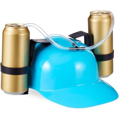 Relaxdays Party Trinkhelm, Helm mit Schlauch, für 2 Dosen Bier, Spaßartikel Fasching u. Fußball, Bierhelm, hellblau Relaxdays Party Trinkhelm, Helm mit Schlauch, für 2 Dosen Bier, Spaßartikel Fasching u. Fußball, Bierhelm, hellblau