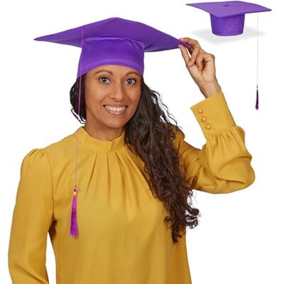 Relaxdays Doktorhut, 2er Set, Absolventenhut mit Quaste, für Abitur, Bachelor- & Masterabschluss, Abschlusshut, lila Relaxdays Doktorhut, 2er Set, Absolventenhut mit Quaste, für Abitur, Bachelor- & Masterabschluss, Abschlusshut, lila