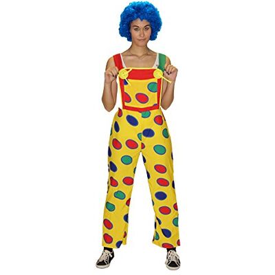 Foxxeo Gelbe Clown Latzhose mit bunten Punkten für Damen Clownhose lustiges Kostüm für Fasching Karneval Motto-Party Größe S-M Foxxeo Gelbe Clown Latzhose mit bunten Punkten für Damen Clownhose lustiges Kostüm für Fasching Karneval Motto-Party Größe S-M