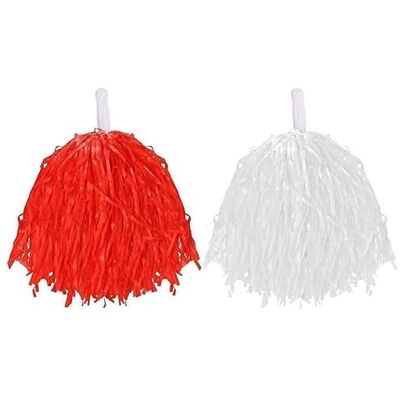I LOVE FANCY DRESS Cheerleader Pompons für Kinder und Erwachsene, leicht, mit Griffen, Rot / Weiß I LOVE FANCY DRESS Cheerleader Pompons für Kinder und Erwachsene, leicht, mit Griffen, Rot / Weiß