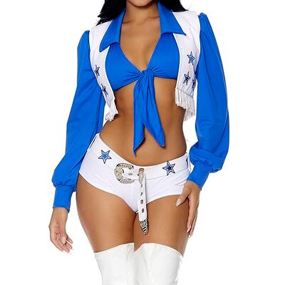 Forplay Field Star Sexy Cheerleader Kostüm, Weiß, M-L Forplay Field Star Sexy Cheerleader Kostüm, Weiß, M-L