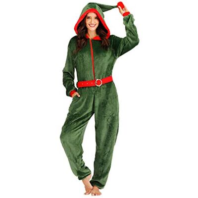 EraSpooky Damen Weihnachten Elfe Kostüm Faschingskostüme Einteiler Cosplay Party Karneval Fastnacht Kleid für Erwachsene EraSpooky Damen Weihnachten Elfe Kostüm Faschingskostüme Einteiler Cosplay Party Karneval Fastnacht Kleid für Erwachsene