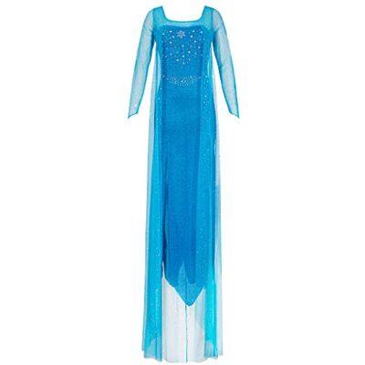 Katara 1768-S 1768 Damen Kostüm Prinzessin ELSA Kleid Frozen, Glitzerstoff Fasching Karneval Party, Größe L, Blau Katara 1768-S 1768 Damen Kostüm Prinzessin ELSA Kleid Frozen, Glitzerstoff Fasching Karneval Party, Größe L, Blau