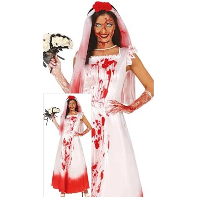 FIESTAS GUIRCA Mörderin-Brautkostüm für Damen, blutiges Brautkleid und Schleier, Halloween-Kostüme für Damen, Größe L FIESTAS GUIRCA Mörderin-Brautkostüm für Damen, blutiges Brautkleid und Schleier, Halloween-Kostüme für Damen, Größe L