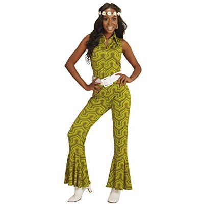 shoperama 70er Jahre Retro JUMPSUIT mit Tapetenmuster Grün Disco Damen Kostüm Overall Siebziger Schlager 70's shoperama 70er Jahre Retro JUMPSUIT mit Tapetenmuster Grün Disco Damen Kostüm Overall Siebziger Schlager 70's