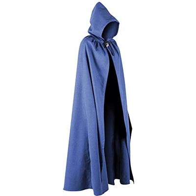 MYTHOLON Aaron Umhang mit Kapuze, Kostüm aus Canvas Baumwolle, Mittelalter LARP, Verkleidung Damen Herren, Blau MYTHOLON Aaron Umhang mit Kapuze, Kostüm aus Canvas Baumwolle, Mittelalter LARP, Verkleidung Damen Herren, Blau
