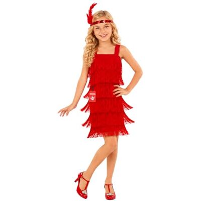 Fun Shack Fransenkleid Mädchen, 20er Jahre Halloween Kostüm Mädchen Paillettenkleid & Stirnband, Rotes 20er-Jahre-Design, Zum Überziehen, Perfekt für Halloween, Ideal für Rollenspiele Fun Shack Fransenkleid Mädchen, 20er Jahre Halloween Kostüm Mädchen Paillettenkleid & Stirnband, Rotes 20er-Jahre-Design, Zum Überziehen, Perfekt für Halloween, Ideal für Rollenspiele