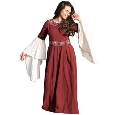Leonardo Carbone ® Damen Kleid Yala Stickerei & Schnürung Karneval, Halloween, Cosplay, LARP, Mittelalter, Wikinger, Kostüm, Festkleid, Renaissance 100% Baumwolle Rot XL Leonardo Carbone ® Damen Kleid Yala Stickerei & Schnürung Karneval, Halloween, Cosplay, LARP, Mittelalter, Wikinger, Kostüm, Festkleid, Renaissance 100% Baumwolle Rot XL