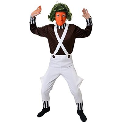 I LOVE FANCY DRESS LTD Erwachsene Schokoladenfabrik Arbeiter – Größe M – Kostüm Buchwoche Charakter Braun Top + weiße Latzhose Herren Damen I LOVE FANCY DRESS LTD Erwachsene Schokoladenfabrik Arbeiter – Größe M – Kostüm Buchwoche Charakter Braun Top + weiße Latzhose Herren Damen
