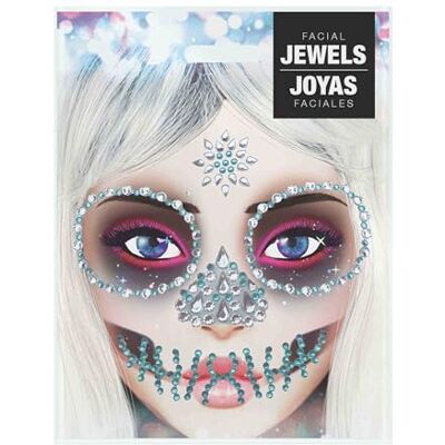 FIESTAS GUIRCA Selbstklebende Schädel Gesichtsschmuck Make-up für Skelett Kostüme und Halloween Zubehör für Gruselpartys und Karneval (Erwachsene Frau) Grün FIESTAS GUIRCA Selbstklebende Schädel Gesichtsschmuck Make-up für Skelett Kostüme und Halloween Zubehör für Gruselpartys und Karneval (Erwachsene Frau) Grün