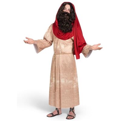 Spooktacular Creations Herren Jesus Christus Robe mit Perücke, Bart, Schal, Gürtel Set für Erwachsene Halloween Dress Up Party Cosplay-L Spooktacular Creations Herren Jesus Christus Robe mit Perücke, Bart, Schal, Gürtel Set für Erwachsene Halloween Dress Up Party Cosplay-L