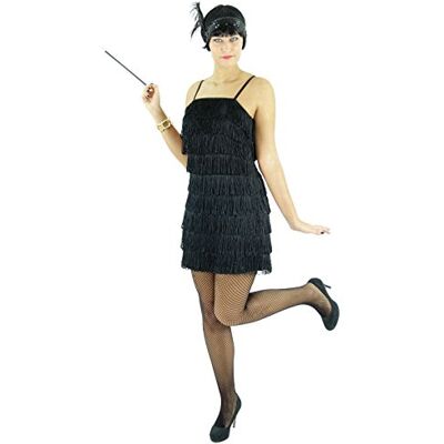 Foxxeo Schwarzes 20er Jahre Kleid für Damen Elegantes Charleston Kostüm zu Fasching und Karneval Größe XL Foxxeo Schwarzes 20er Jahre Kleid für Damen Elegantes Charleston Kostüm zu Fasching und Karneval Größe XL