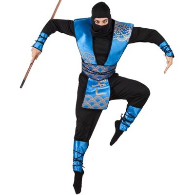 Boland 83559 Kostüm Ninja Royal, mehrteilig, Kapuze, Shirt, Wappenrock, Arm- und Beinschienen und Hose, Größe 54 56, Blau-Schwarz Boland 83559 Kostüm Ninja Royal, mehrteilig, Kapuze, Shirt, Wappenrock, Arm- und Beinschienen und Hose, Größe 54 56, Blau-Schwarz