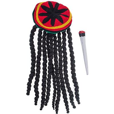 Funny Fashion Rasta Perücke Dreadlocks mit Strickmütze Bob inkl. Fake-Joint Kostüm-Zubehör Funny Fashion Rasta Perücke Dreadlocks mit Strickmütze Bob inkl. Fake-Joint Kostüm-Zubehör