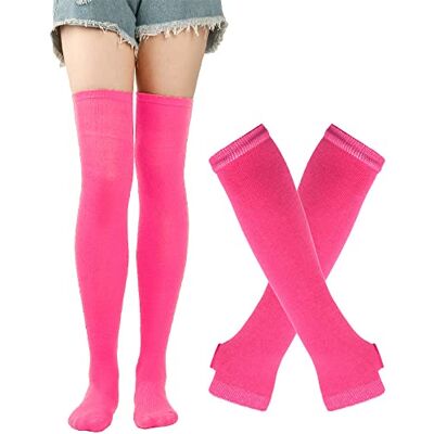 DRESHOW Kniestrümpfe Regenbogen Oberschenkel Hohe Socken Overknee Strümpfe Fingerlose Handschuhe Hülsen-Set für Damen Mädchen Party Stützen Kostüm Halloween DRESHOW Kniestrümpfe Regenbogen Oberschenkel Hohe Socken Overknee Strümpfe Fingerlose Handschuhe Hülsen-Set für Damen Mädchen Party Stützen Kostüm Halloween