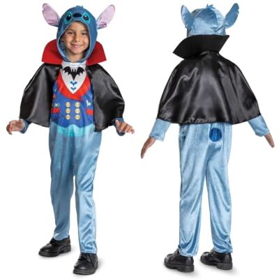 Disney Lilo & Stitch Vampir Stitch Kostüm für Kinder, offizielles Lizenzprodukt von Disguise, lustiges Vampir Stitch Design, abnehmbarer Umhang, ideal für Halloween, für Kinder im Alter von 7–8 Jahren Disney Lilo & Stitch Vampir Stitch Kostüm für Kinder, offizielles Lizenzprodukt von Disguise, lustiges Vampir Stitch Design, abnehmbarer Umhang, ideal für Halloween, für Kinder im Alter von 7–8 Jahren