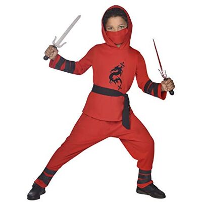 amscan Ninja-Krieger-Kostüm, Rot Gr. 128, rot amscan Ninja-Krieger-Kostüm, Rot Gr. 128, rot