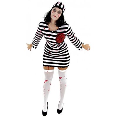 Foxxeo Zombie Sträfling Kostüm für Damen Größe XS-M Streflings Gefangene Halloween Kleid Horror Party Fasching Karneval Foxxeo Zombie Sträfling Kostüm für Damen Größe XS-M Streflings Gefangene Halloween Kleid Horror Party Fasching Karneval
