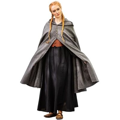 Leonardo Carbone ® Mittelalter Umhang Heidi Kleidung Damen, Cape, Hobbit Kostüm, LARP-Kleidung, Wikinger, Cosplay, Halloween, Karneval Leonardo Carbone ® Mittelalter Umhang Heidi Kleidung Damen, Cape, Hobbit Kostüm, LARP-Kleidung, Wikinger, Cosplay, Halloween, Karneval