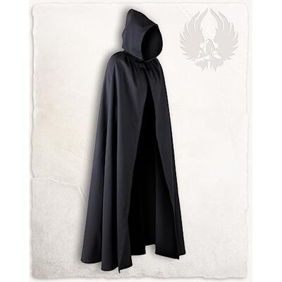 MYTHOLON Aaron Umhang mit Kapuze, Kostüm aus Canvas Baumwolle, Mittelalter LARP, Verkleidung Damen Herren, Schwarz MYTHOLON Aaron Umhang mit Kapuze, Kostüm aus Canvas Baumwolle, Mittelalter LARP, Verkleidung Damen Herren, Schwarz