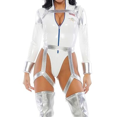 Forplay Damen-Kostüm Blast Off Sexy Movie Character, Weiss/opulenter Garten, M-L Forplay Damen-Kostüm Blast Off Sexy Movie Character, Weiss/opulenter Garten, M-L