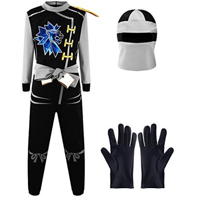 Katara 1771 Ninja Kostüm Anzug, Kinder, Verkleidung Fasching Karneval, Größe S, Grau Schwarz Katara 1771 Ninja Kostüm Anzug, Kinder, Verkleidung Fasching Karneval, Größe S, Grau Schwarz