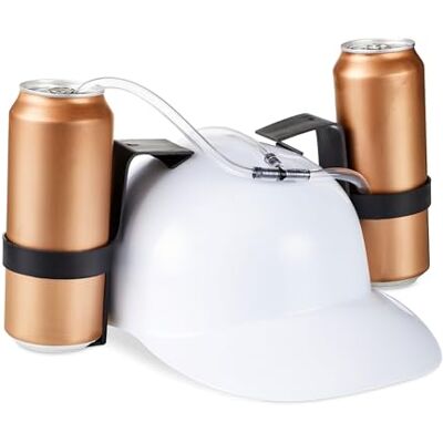 Relaxdays Party Trinkhelm, Helm mit Schlauch, für 2 Dosen Bier, Spaßartikel Fasching u. Fußball, Bierhelm, weiß Relaxdays Party Trinkhelm, Helm mit Schlauch, für 2 Dosen Bier, Spaßartikel Fasching u. Fußball, Bierhelm, weiß