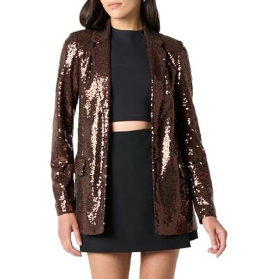 The Drop Blake Langer Blazer für Damen, Schokoladen-Pailletten, S The Drop Blake Langer Blazer für Damen, Schokoladen-Pailletten, S