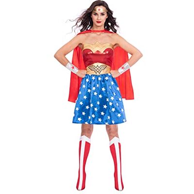 amscan Erwachsenenkostüm Wonder Woman, Kleid, Umhang, Arm- und Beinstulpen, Stirnband, Super Heroes, Motto-Party, Karneval amscan Erwachsenenkostüm Wonder Woman, Kleid, Umhang, Arm- und Beinstulpen, Stirnband, Super Heroes, Motto-Party, Karneval