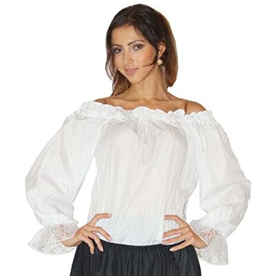 MAYLYNN 12500 Mittelalter Bluse Grit zu Kostüm Magd Wirtin Bäuerin Zigeunerin, weiss (XS) MAYLYNN 12500 Mittelalter Bluse Grit zu Kostüm Magd Wirtin Bäuerin Zigeunerin, weiss (XS)