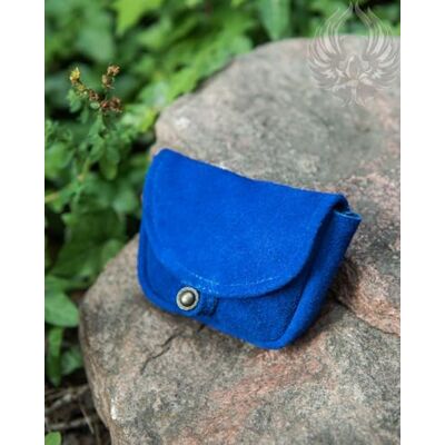 MYTHOLON Rickar Gürteltasche klein blau, aus feinem Wildleder mit Knopf in Messingoptik MYTHOLON Rickar Gürteltasche klein blau, aus feinem Wildleder mit Knopf in Messingoptik