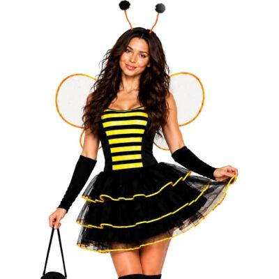 MAYLYNN Bienenkostüm Kostüm Biene Faschingskostüm Damen 5-teilig Bienenkostüm 5-teilig, bestehend aus Bienenkleid, Flügel, Handschuhen, Kopfschmuck und Handtasche MAYLYNN Bienenkostüm Kostüm Biene Faschingskostüm Damen 5-teilig Bienenkostüm 5-teilig, bestehend aus Bienenkleid, Flügel, Handschuhen, Kopfschmuck und Handtasche