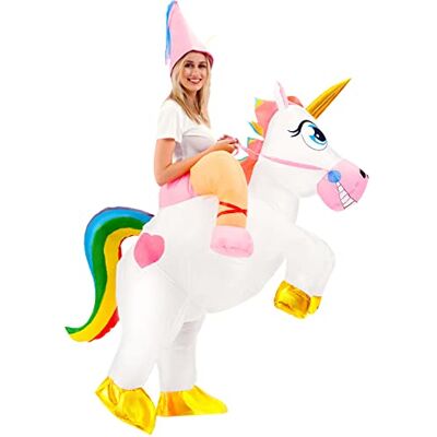 Spooktacular Creations Aufblasbares Einhorn Kostüm, Reiten ein Einhorn Air Blow-up Kostüm für Halloween Party Cosplay Fasching Karneval Erwachsenengröße Spooktacular Creations Aufblasbares Einhorn Kostüm, Reiten ein Einhorn Air Blow-up Kostüm für Halloween Party Cosplay Fasching Karneval Erwachsenengröße