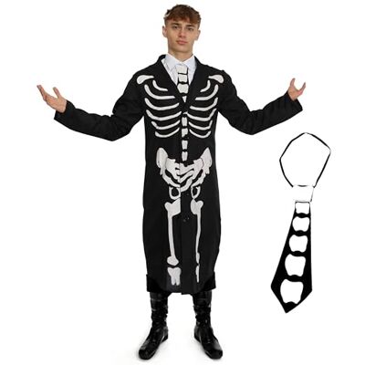 I LOVE FANCY DRESS ADULTS JAMES BONES COSTUME BLACK SKELETON COAT + SKELETON PRINT TIE MENS HALLOWEEN FANCY DRESS COSTUME I LOVE FANCY DRESS ADULTS JAMES BONES COSTUME BLACK SKELETON COAT + SKELETON PRINT TIE MENS HALLOWEEN FANCY DRESS COSTUME