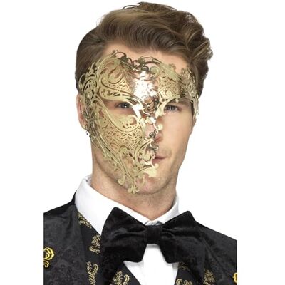 Smiffys Deluxe, filigrane Metall-Phantom-Maske, Gold Halloween Smiffys Deluxe, filigrane Metall-Phantom-Maske, Gold Halloween