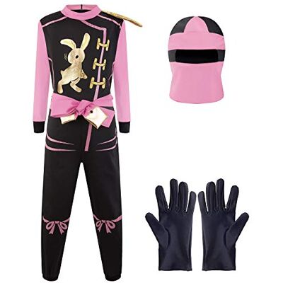 Katara 1771 Ninja Kostüm Anzug, Kinder, Verkleidung Fasching Karneval, Größe L, Pink Schwarz Katara 1771 Ninja Kostüm Anzug, Kinder, Verkleidung Fasching Karneval, Größe L, Pink Schwarz