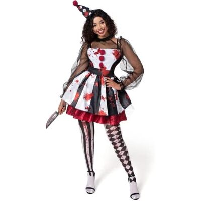 Spooktacular Creations Frauen Creepy Clown Kostüm Scary Jester Kostüm für Erwachsene Halloween Dress Up Party, Rollenspiel, Cosplay Theme Party Spooktacular Creations Frauen Creepy Clown Kostüm Scary Jester Kostüm für Erwachsene Halloween Dress Up Party, Rollenspiel, Cosplay Theme Party