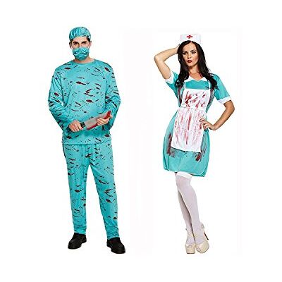 Henbrandt Blutige Zombie Chirurg & Krankenschwester Paar Kostüm Halloween Erwachsene Arzt Kostüme Henbrandt Blutige Zombie Chirurg & Krankenschwester Paar Kostüm Halloween Erwachsene Arzt Kostüme