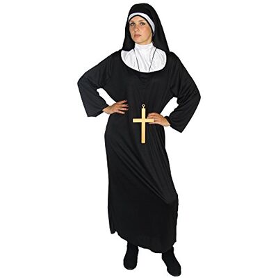 Foxxeo Schwarzes Nonnen Kostüm mit Kreuz für Damen Faschin Karneval Kirchen Motto Party Größe XXXXL Foxxeo Schwarzes Nonnen Kostüm mit Kreuz für Damen Faschin Karneval Kirchen Motto Party Größe XXXXL