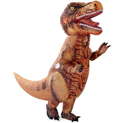 Spooktacular Creations Aufblasbares Kinderkostüm, ganzkörperrealistische T-Rex-Kostüme zum Aufblasen, braune Dinosaurier-Kostüme, lustiger aufblasbarer Halloween-Anzug für Halloween-Verkleidungspartys Spooktacular Creations Aufblasbares Kinderkostüm, ganzkörperrealistische T-Rex-Kostüme zum Aufblasen, braune Dinosaurier-Kostüme, lustiger aufblasbarer Halloween-Anzug für Halloween-Verkleidungspartys