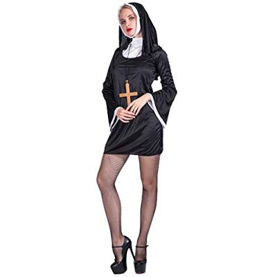 EraSpooky Damen Nonne Klosterfrau Kostüm Faschingskostüme Cosplay Halloween Party Karneval Fastnacht Kleid für Erwachsene EraSpooky Damen Nonne Klosterfrau Kostüm Faschingskostüme Cosplay Halloween Party Karneval Fastnacht Kleid für Erwachsene