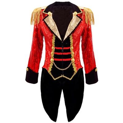 PARTY DISCOUNT NEU Damen-Kostüm Zirkus-Direktorin, Frack mit Pailletten, rot-schwarz Verschiedene Größen PARTY DISCOUNT NEU Damen-Kostüm Zirkus-Direktorin, Frack mit Pailletten, rot-schwarz Verschiedene Größen