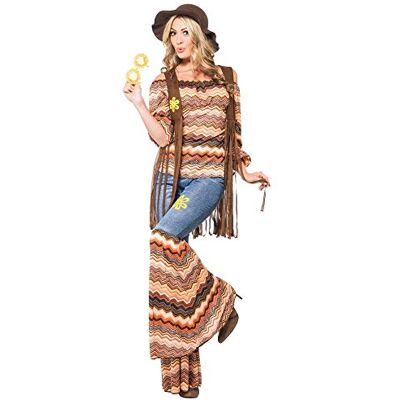 shoperama Hippie Harmony Damen-Kostüm Top Schlaghose Weste Carmen-Top 60er 70er Jahre Seventies Sixties Flower Power shoperama Hippie Harmony Damen-Kostüm Top Schlaghose Weste Carmen-Top 60er 70er Jahre Seventies Sixties Flower Power