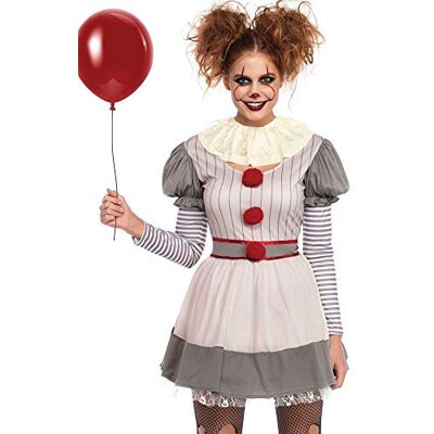 shoperama Damen-Kostüm Creepy Clown Killer Pennywise Halloween Leg Avenue gruselig Horror Mörder boshaft, Größe:M/L shoperama Damen-Kostüm Creepy Clown Killer Pennywise Halloween Leg Avenue gruselig Horror Mörder boshaft, Größe:M/L